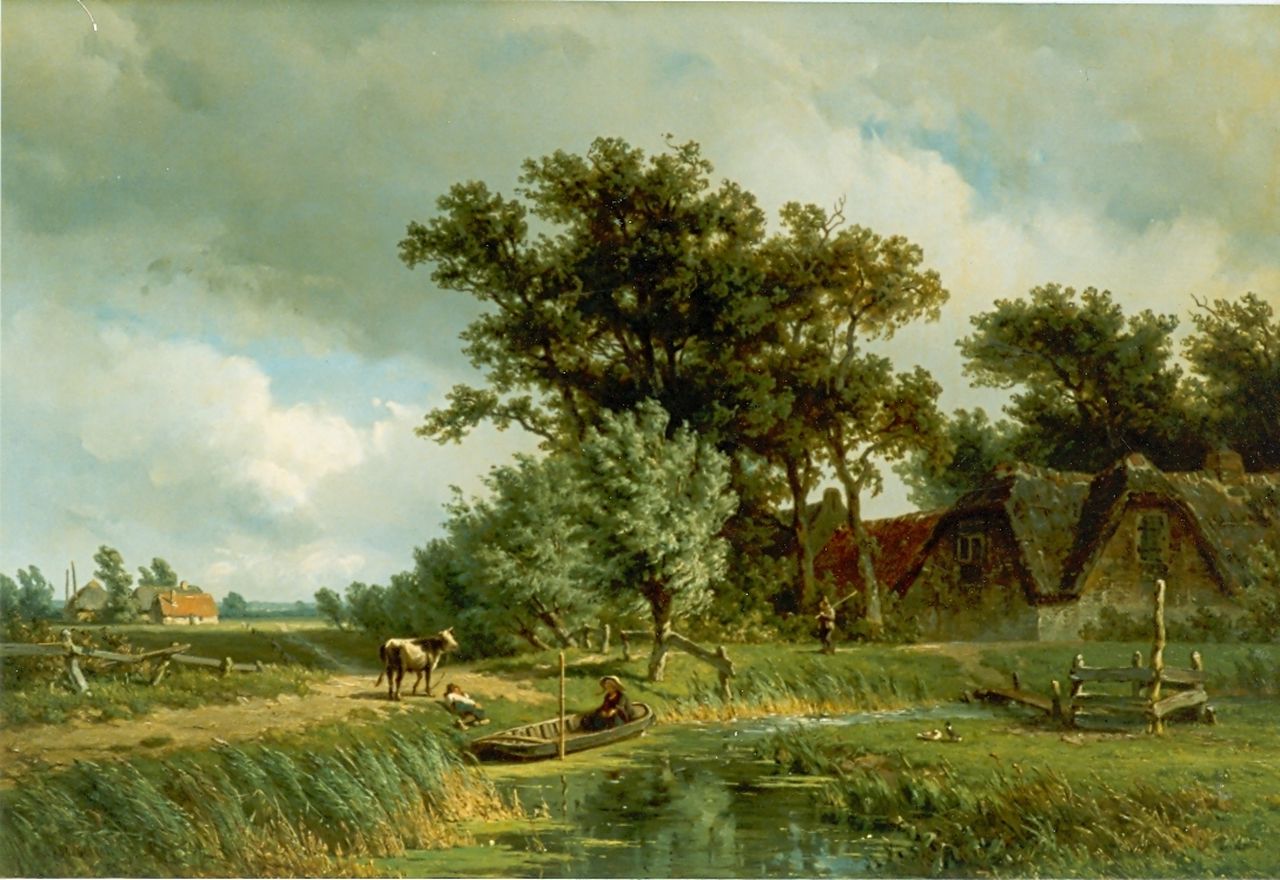 Borselen J.W. van | Jan Willem van Borselen, Zomers boerenlandschap, olieverf op paneel 37,8 x 55,5 cm, gesigneerd linksonder en gedateerd '58 Borselen J.W. van | Jan Willem van Borselen, Zomers boerenlandschap, olieverf op paneel 37,8 x 55,5 cm, gesigneerd linksonder en gedateerd '58