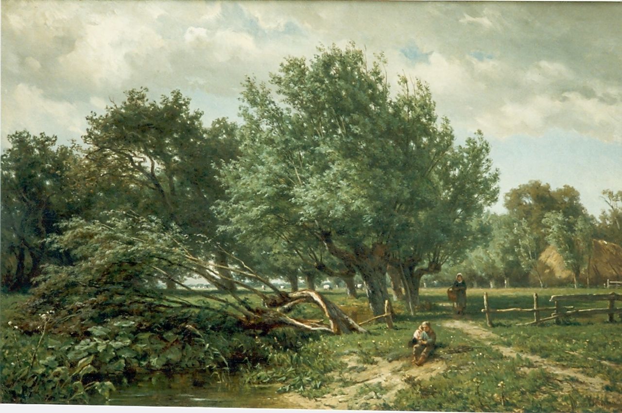 Borselen J.W. van | Jan Willem van Borselen, Boerenlandschap, olieverf op doek 45,5 x 70,5 cm, gesigneerd rechtsonder en gedateerd 1871 Borselen J.W. van | Jan Willem van Borselen, Boerenlandschap, olieverf op doek 45,5 x 70,5 cm, gesigneerd rechtsonder en gedateerd 1871