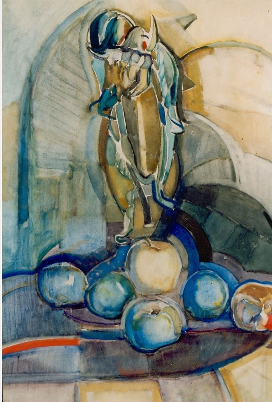 Kruyder H.J. | 'Herman' Justus Kruyder, Stilleven van zonnebloemen en appels, aquarel op papier 61,5 x 43,5 cm, gesigneerd linksonder Kruyder H.J. | 'Herman' Justus Kruyder, Stilleven van zonnebloemen en appels, aquarel op papier 61,5 x 43,5 cm, gesigneerd linksonder