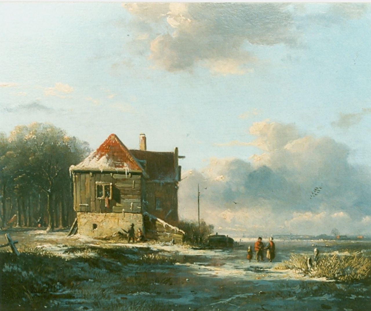 Eversen A. | Adrianus Eversen, Winterlandschap, olieverf op paneel 21,8 x 25,0 cm Eversen A. | Adrianus Eversen, Winterlandschap, olieverf op paneel 21,8 x 25,0 cm