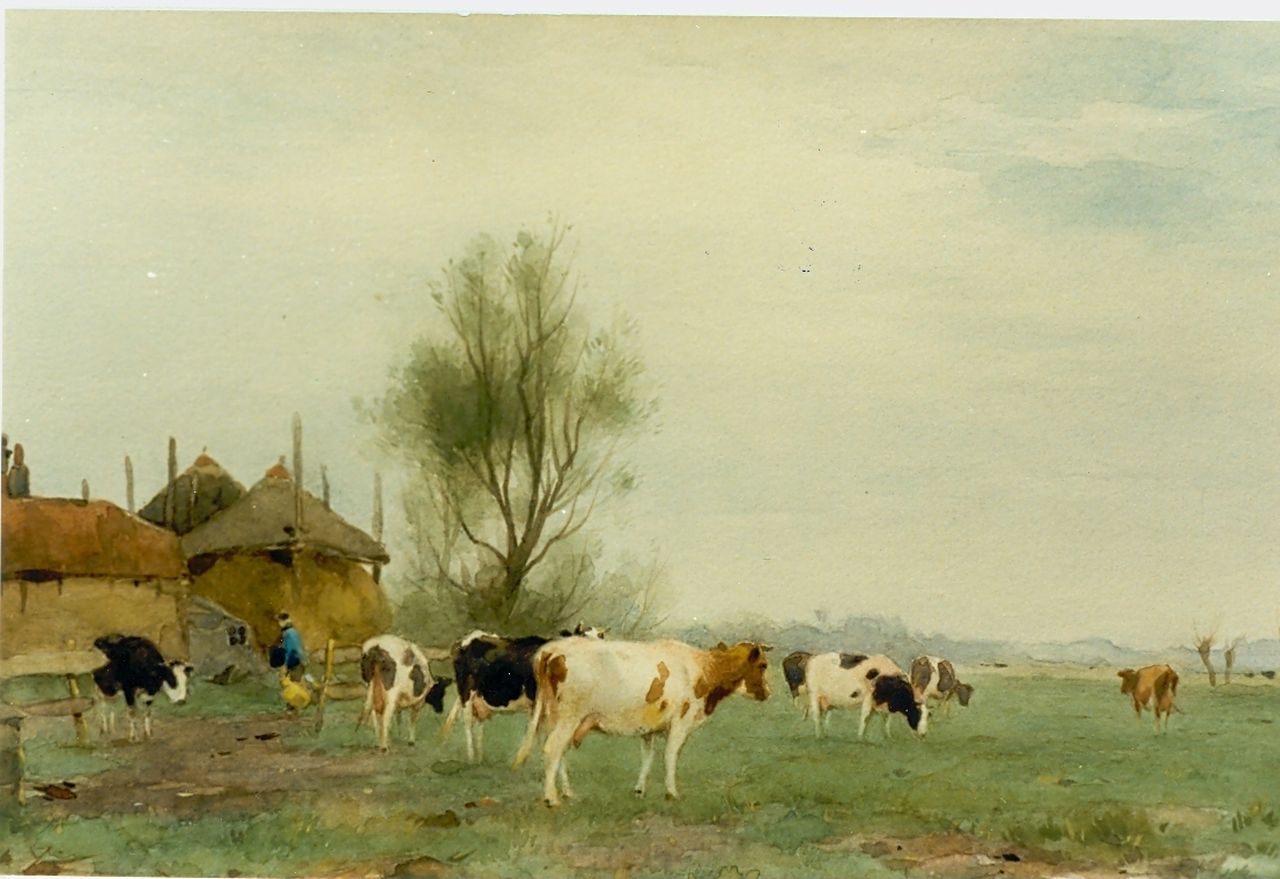 Groenewegen A.J. | Adrianus Johannes Groenewegen, Koeien bij de boerderij, aquarel op papier 30,0 x 21,0 cm, gesigneerd rechtsonder Groenewegen A.J. | Adrianus Johannes Groenewegen, Koeien bij de boerderij, aquarel op papier 30,0 x 21,0 cm, gesigneerd rechtsonder