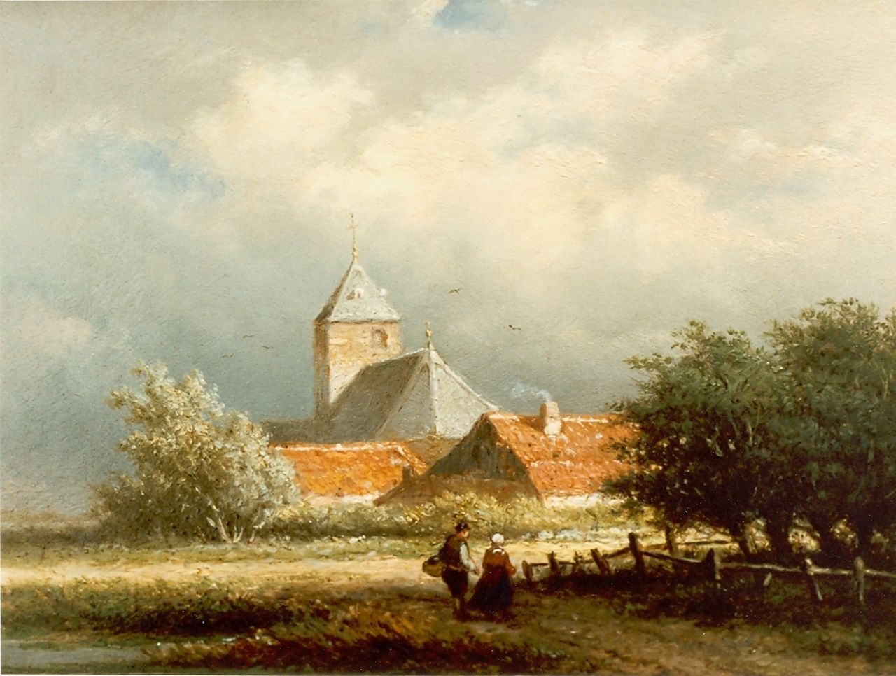 Heerebaart G. | Georgius Heerebaart, Gezicht op een dorpje, olieverf op paneel 17,7 x 22,8 cm, gesigneerd linksonder Heerebaart G. | Georgius Heerebaart, Gezicht op een dorpje, olieverf op paneel 17,7 x 22,8 cm, gesigneerd linksonder