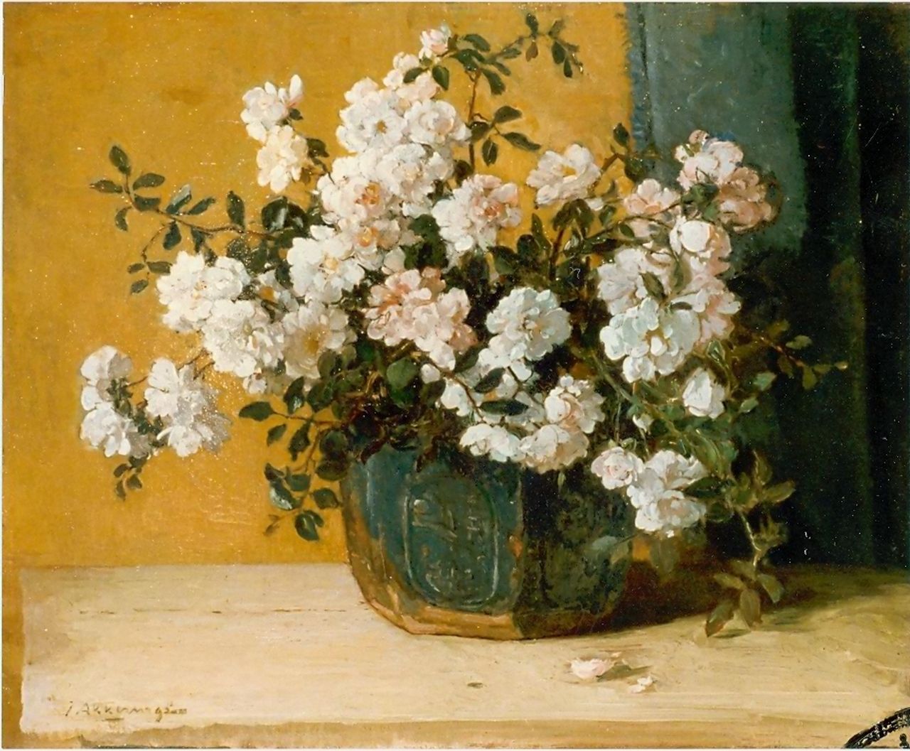 Akkeringa J.E.H.  | 'Johannes Evert' Hendrik Akkeringa, Bloemstilleven van trosrozen, olieverf op doek 43,0 x 53,0 cm, gesigneerd linksonder