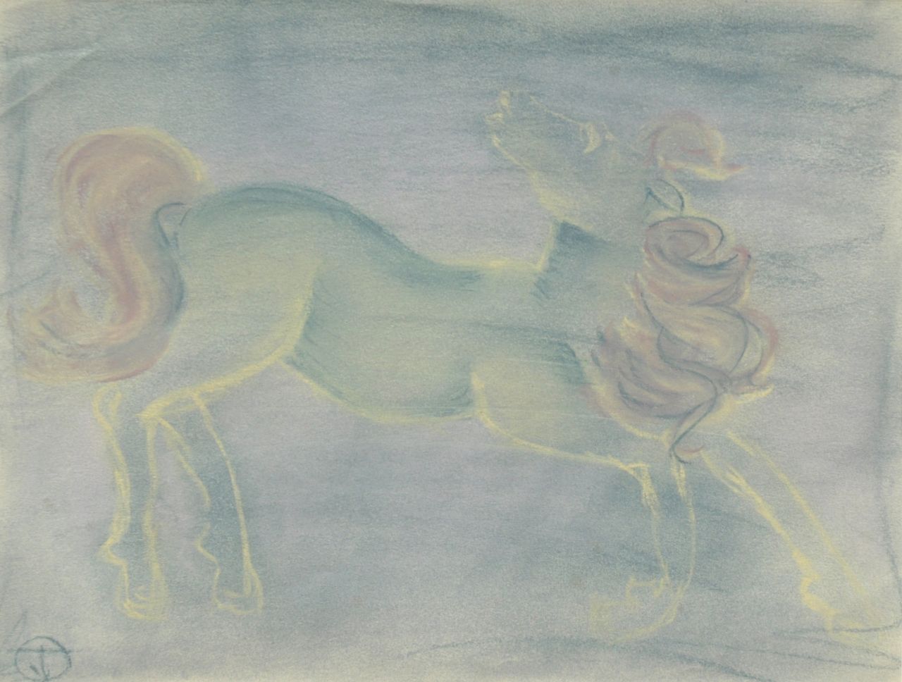 Oranje-Nassau (Prinses Beatrix) B.W.A. van | Beatrix Wilhelmina Armgard van Oranje-Nassau (Prinses Beatrix), Paard, pastel op papier 23,2 x 30,3 cm, gesigneerd met mon. TvO Oranje-Nassau (Prinses Beatrix) B.W.A. van | Beatrix Wilhelmina Armgard van Oranje-Nassau (Prinses Beatrix), Paard, pastel op papier 23,2 x 30,3 cm, gesigneerd met mon. TvO