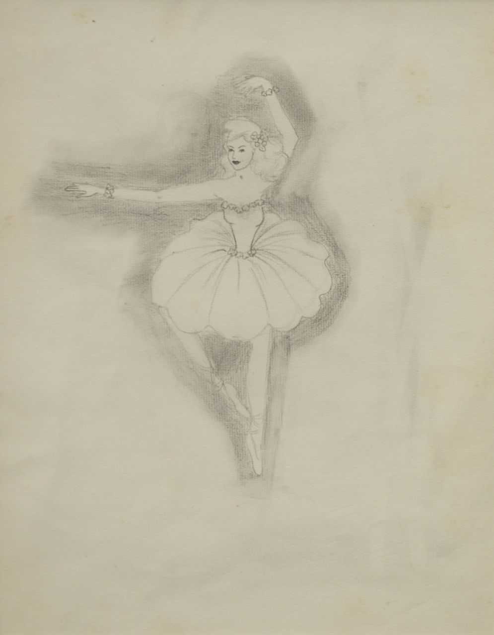 Oranje-Nassau (Prinses Beatrix) B.W.A. van | Beatrix Wilhelmina Armgard van Oranje-Nassau (Prinses Beatrix), Balletdanseres in positie, potlood op papier 30,0 x 23,0 cm Oranje-Nassau (Prinses Beatrix) B.W.A. van | Beatrix Wilhelmina Armgard van Oranje-Nassau (Prinses Beatrix), Balletdanseres in positie, potlood op papier 30,0 x 23,0 cm