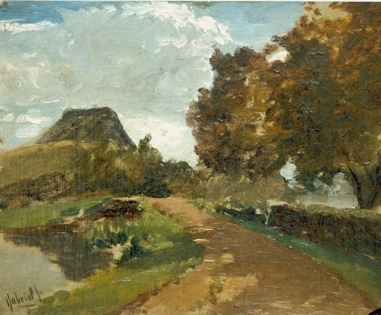Gabriel P.J.C.  | Paul Joseph Constantin 'Constan(t)' Gabriel, 't Weggetje naar de boerderij, olieverf op paneel 24,3 x 31,5 cm, gesigneerd linksonder