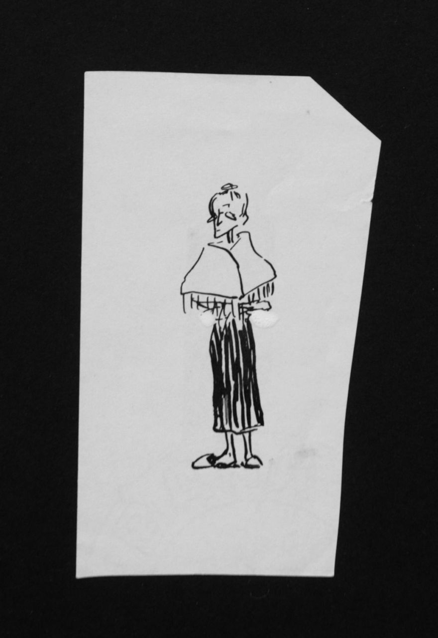 Oranje-Nassau (Prinses Beatrix) B.W.A. van | Beatrix Wilhelmina Armgard van Oranje-Nassau (Prinses Beatrix), Oude dame, potlood en Oost-Indische inkt op papier 11,0 x 6,5 cm, te dateren augustus 1960 Oranje-Nassau (Prinses Beatrix) B.W.A. van | Beatrix Wilhelmina Armgard van Oranje-Nassau (Prinses Beatrix), Oude dame, potlood en Oost-Indische inkt op papier 11,0 x 6,5 cm, te dateren augustus 1960