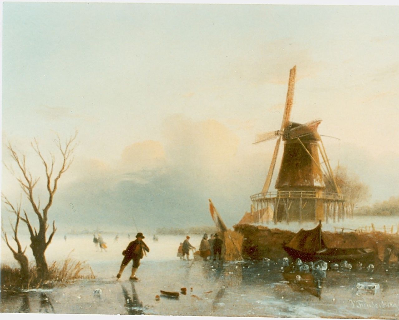 Freudenberg J.  | Jacobus Freudenberg, Winters ijsvertier met koek en zopie, olieverf op paneel 20,2 x 25,8 cm, gesigneerd rechtsonder