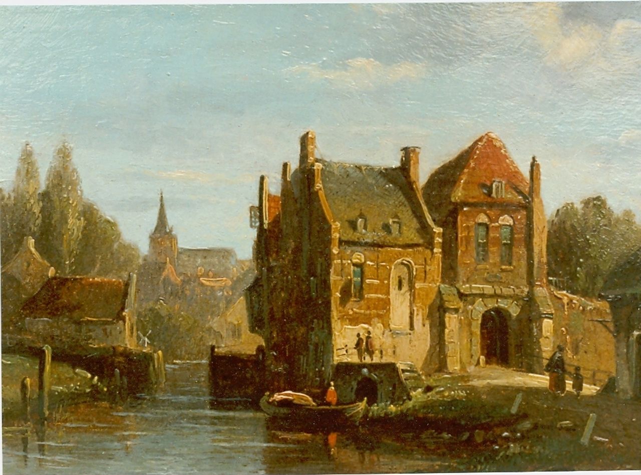 Eversen A. | Adrianus Eversen, Dorpsgezichtje, olieverf op doek 12,7 x 18,8 cm Eversen A. | Adrianus Eversen, Dorpsgezichtje, olieverf op doek 12,7 x 18,8 cm
