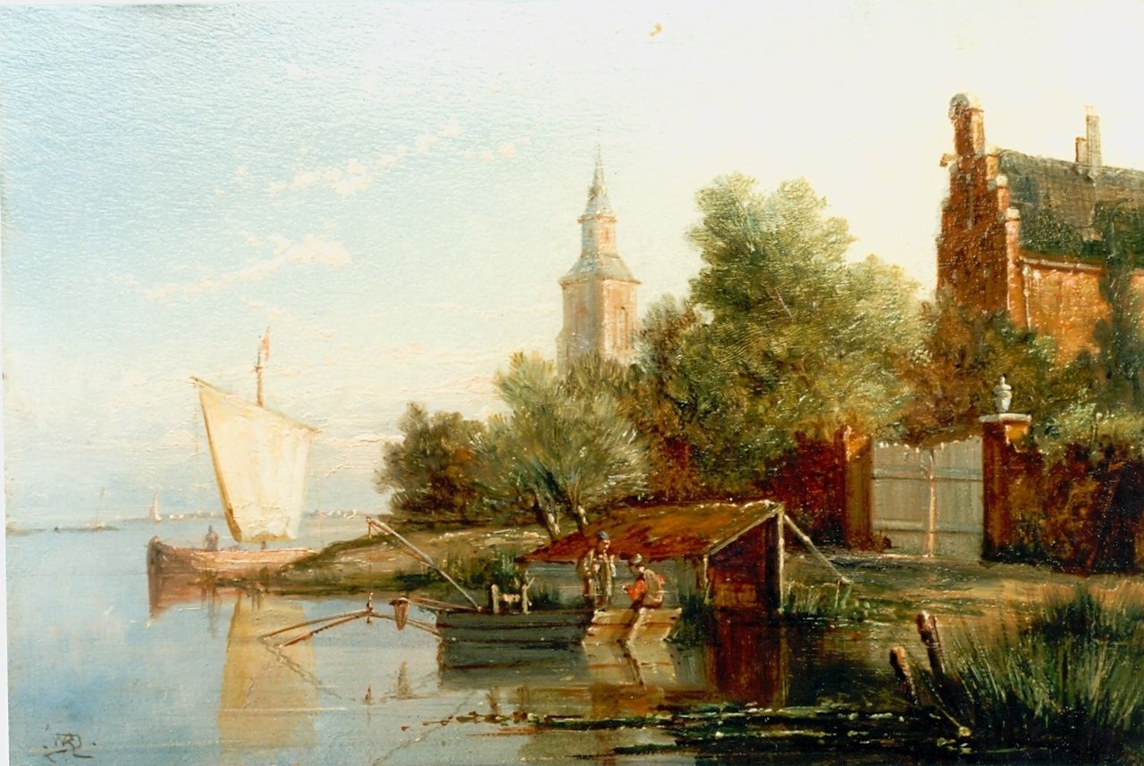 Dommerson W.R.  | William Raymond Dommerson, Riviergezicht, olieverf op paneel 17,8 x 25,6 cm, gesigneerd linksonder