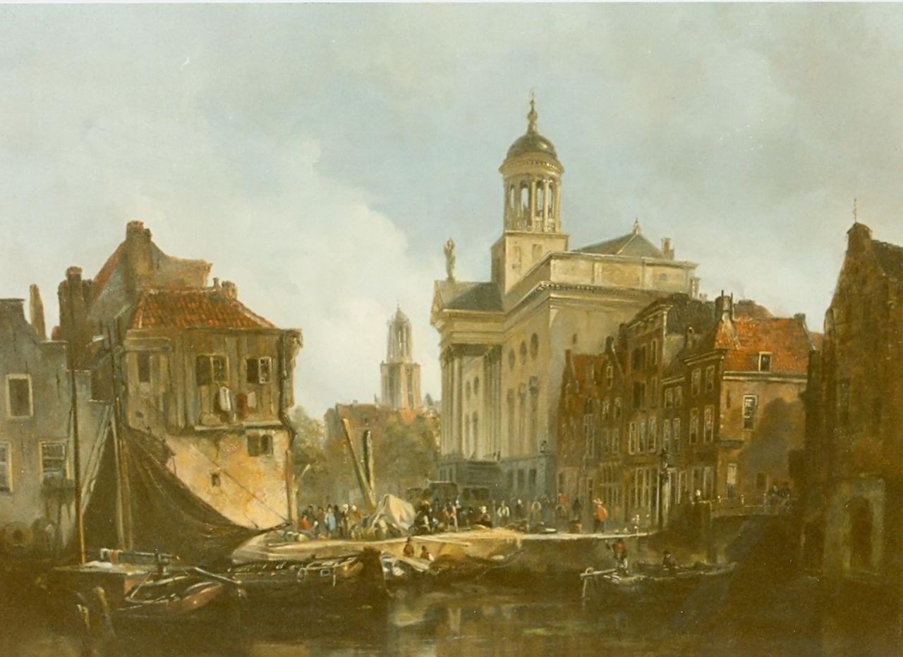 Bosboom J. | Johannes Bosboom, Gezicht op Utrecht, olieverf op paneel 45,0 x 61,5 cm, gesigneerd linksonder Bosboom J. | Johannes Bosboom, Gezicht op Utrecht, olieverf op paneel 45,0 x 61,5 cm, gesigneerd linksonder
