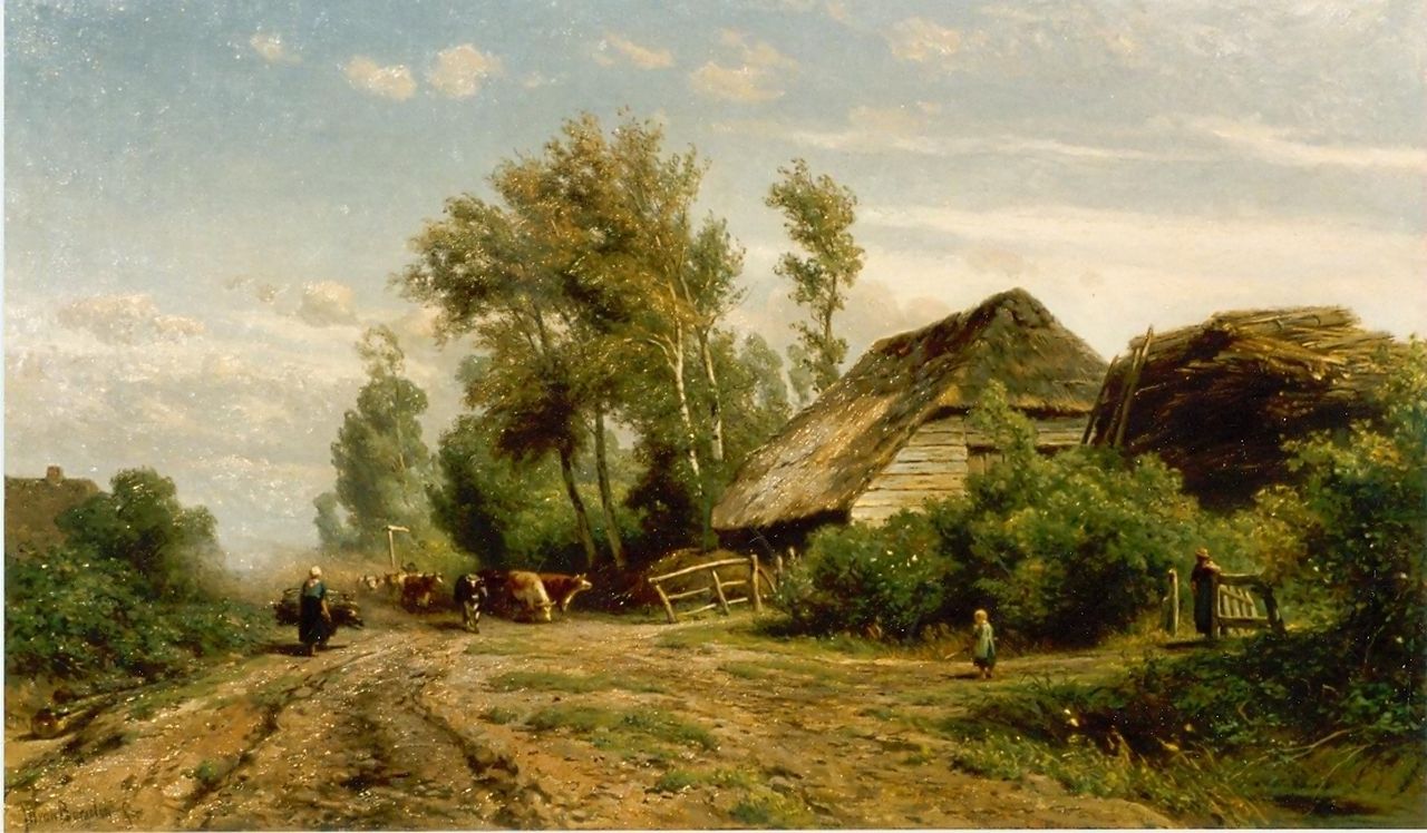 Borselen J.W. van | Jan Willem van Borselen, Boerderijgezicht, olieverf op doek 65,0 x 105,0 cm, gesigneerd linksonder Borselen J.W. van | Jan Willem van Borselen, Boerderijgezicht, olieverf op doek 65,0 x 105,0 cm, gesigneerd linksonder