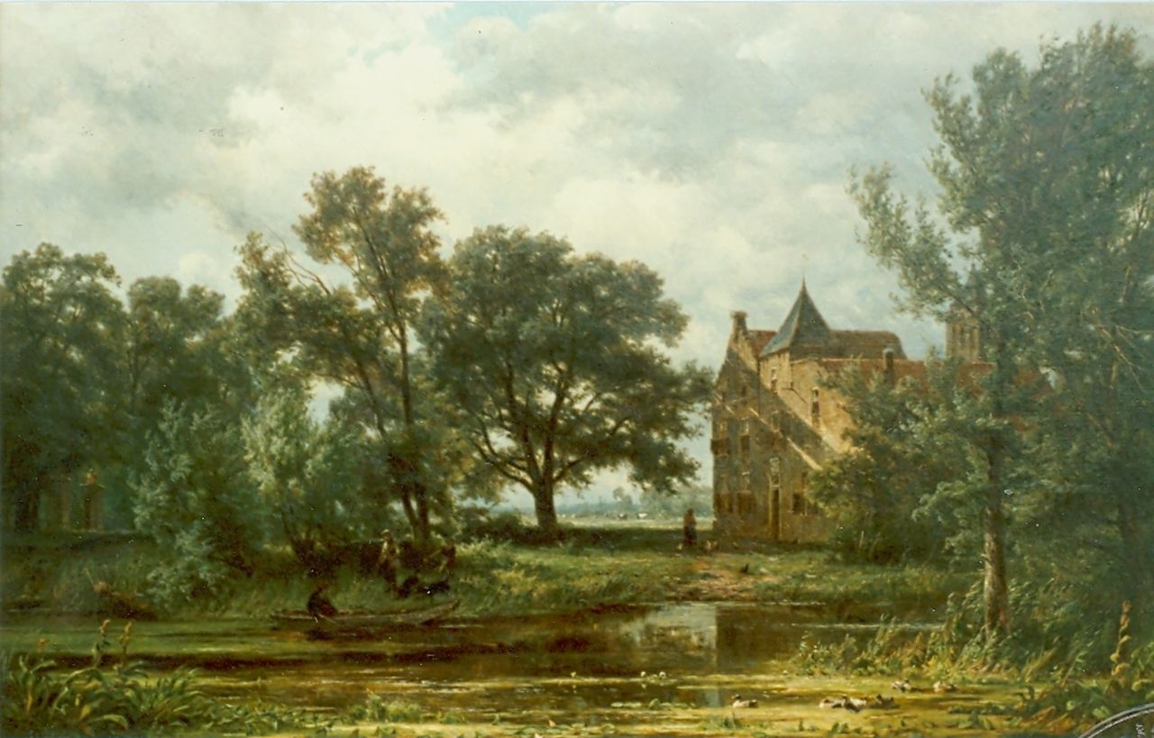 Borselen J.W. van | Jan Willem van Borselen, Gezicht op kasteel, olieverf op doek 65,8 x 105,0 cm, gesigneerd linksonder en gedateerd 1866 Borselen J.W. van | Jan Willem van Borselen, Gezicht op kasteel, olieverf op doek 65,8 x 105,0 cm, gesigneerd linksonder en gedateerd 1866