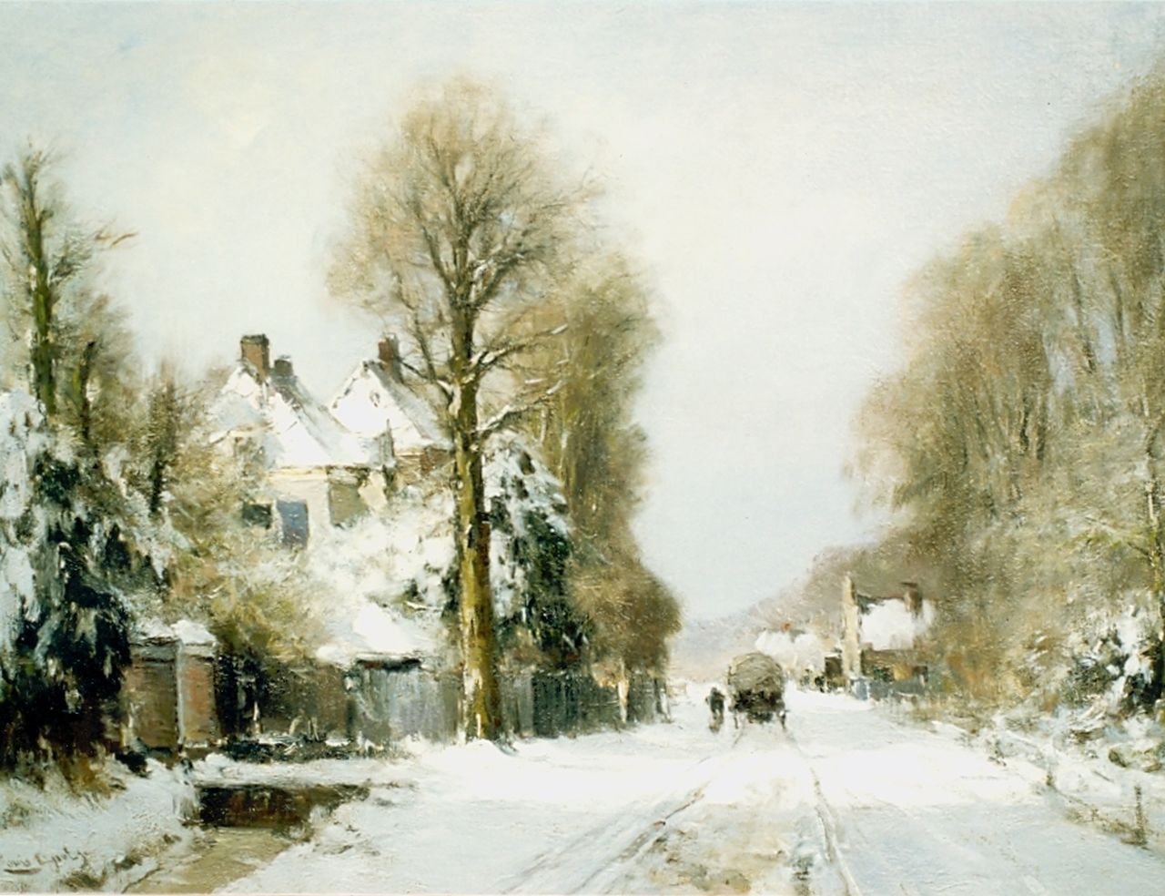 Apol L.F.H.  | Lodewijk Franciscus Hendrik 'Louis' Apol, Gezicht op Rijksstraatweg in winters Den Haag, olieverf op doek 55,0 x 76,5 cm, gesigneerd linksonder