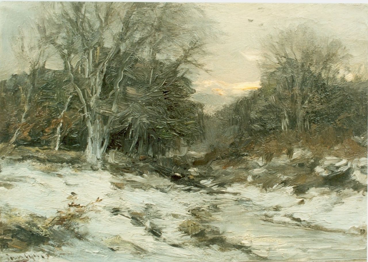 Apol L.F.H. | Lodewijk Franciscus Hendrik 'Louis' Apol, Gezicht op winterse beek, olieverf op doek 25,2 x 35,2 cm, gesigneerd linksonder Apol L.F.H. | Lodewijk Franciscus Hendrik 'Louis' Apol, Gezicht op winterse beek, olieverf op doek 25,2 x 35,2 cm, gesigneerd linksonder
