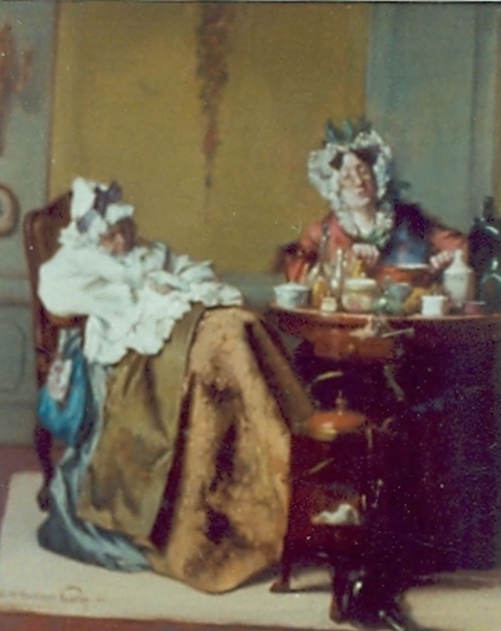 Bakker Korff A.H. | Alexander Hugo Bakker Korff, Vrouwen aan tafel, olieverf op paneel, gesigneerd linksonder Bakker Korff A.H. | Alexander Hugo Bakker Korff, Vrouwen aan tafel, olieverf op paneel, gesigneerd linksonder