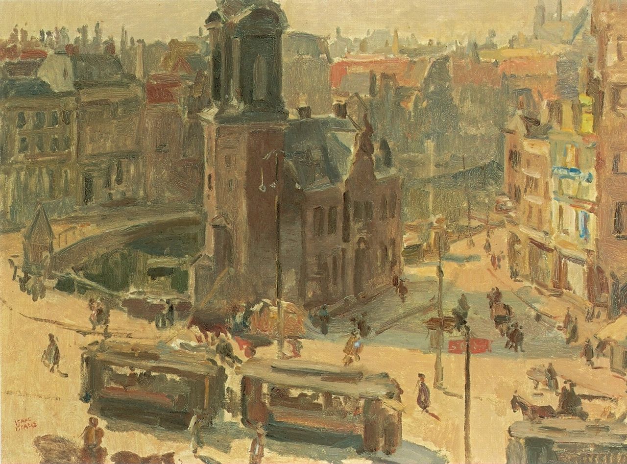Israels I.L.  | 'Isaac' Lazarus Israels, Zicht op het Muntplein, Amsterdam, olieverf op doek 73,0 x 101,5 cm, gesigneerd l.l. en omstreeks 1918