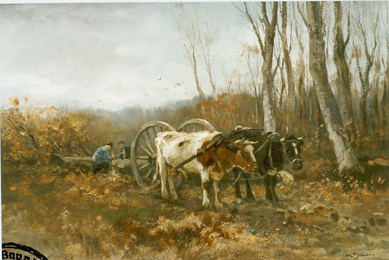 Jansen W.G.F. | 'Willem' George Frederik Jansen, Ossen voor een mallejan, olieverf op doek 70,0 x 100,0 cm, gesigneerd rechtsonder Jansen W.G.F. | 'Willem' George Frederik Jansen, Ossen voor een mallejan, olieverf op doek 70,0 x 100,0 cm, gesigneerd rechtsonder