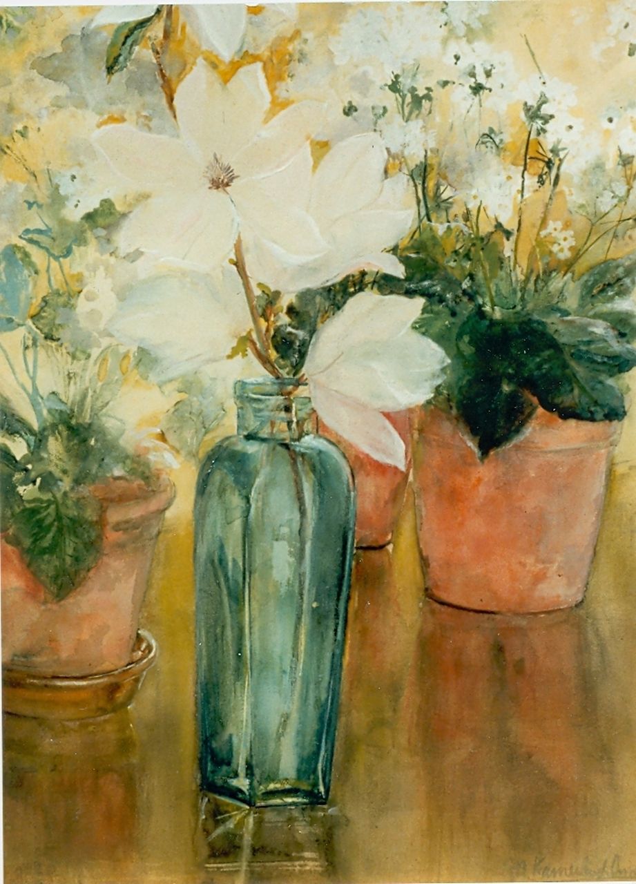 Kamerlingh Onnes M.  | Menso Kamerlingh Onnes, Bloemstilleven, aquarel op papier 60,0 x 44,0 cm, gesigneerd rechtsonder en gedateerd 1900