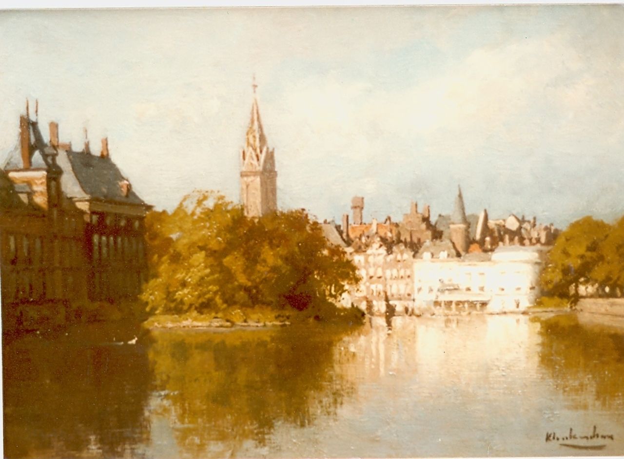 Klinkenberg J.C.K. | Johannes Christiaan Karel Klinkenberg, De hofvijver in Den Haag, olieverf op doek 16,0 x 22,0 cm, gesigneerd rechtsonder Klinkenberg J.C.K. | Johannes Christiaan Karel Klinkenberg, De hofvijver in Den Haag, olieverf op doek 16,0 x 22,0 cm, gesigneerd rechtsonder