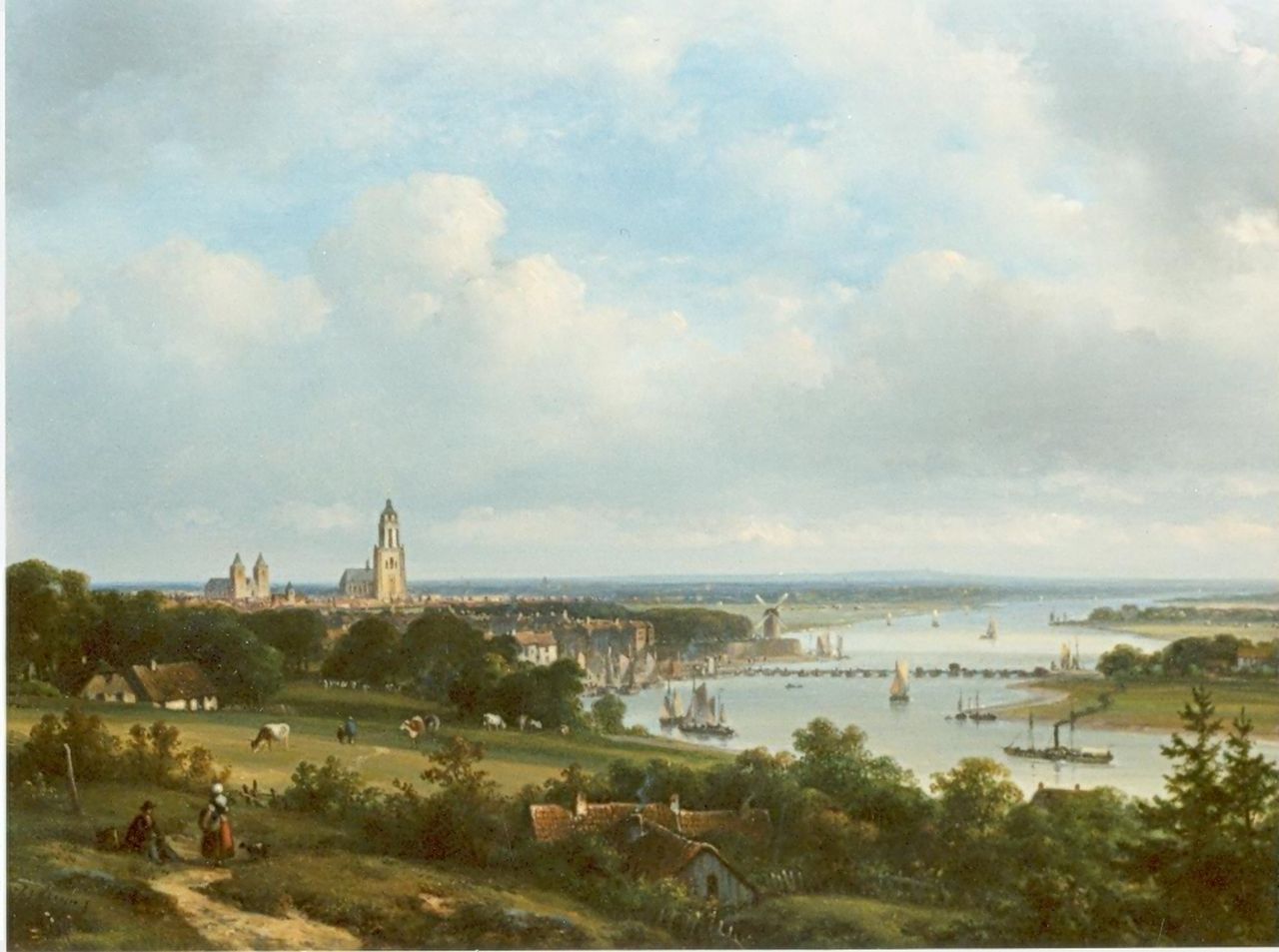 Kleijn L.J. | Lodewijk Johannes Kleijn, Gezicht op Arnhem aan de Rijn, olieverf op paneel 34,7 x 47,0 cm, gesigneerd linksonder Kleijn L.J. | Lodewijk Johannes Kleijn, Gezicht op Arnhem aan de Rijn, olieverf op paneel 34,7 x 47,0 cm, gesigneerd linksonder