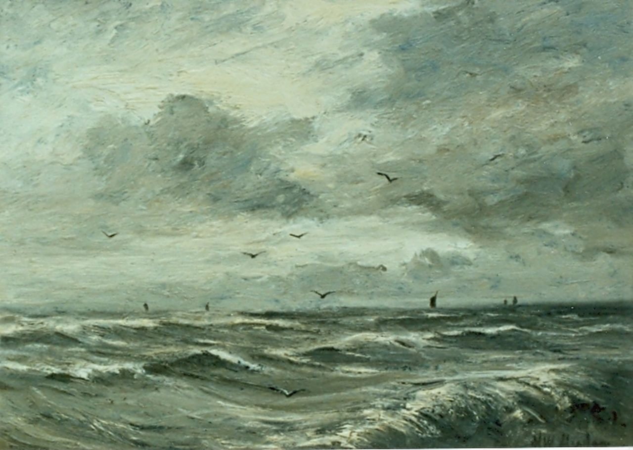 Mesdag H.W. | Hendrik Willem Mesdag, Zeegezicht, olieverf op paneel 23,0 x 31,0 cm, gesigneerd rechtsonder Mesdag H.W. | Hendrik Willem Mesdag, Zeegezicht, olieverf op paneel 23,0 x 31,0 cm, gesigneerd rechtsonder