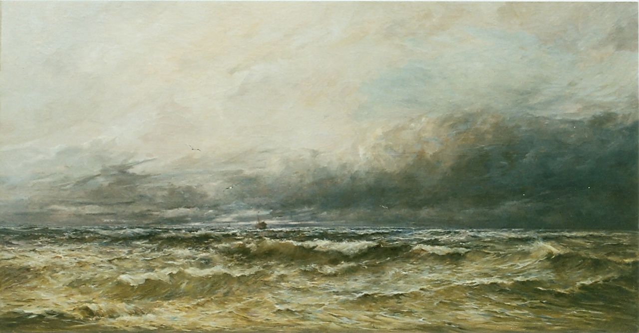 Arden H. | Henri Arden, Onstuimig weer op de Noordzee, olieverf op doek 90,0 x 170,0 cm, gesigneerd rechtsonder Arden H. | Henri Arden, Onstuimig weer op de Noordzee, olieverf op doek 90,0 x 170,0 cm, gesigneerd rechtsonder