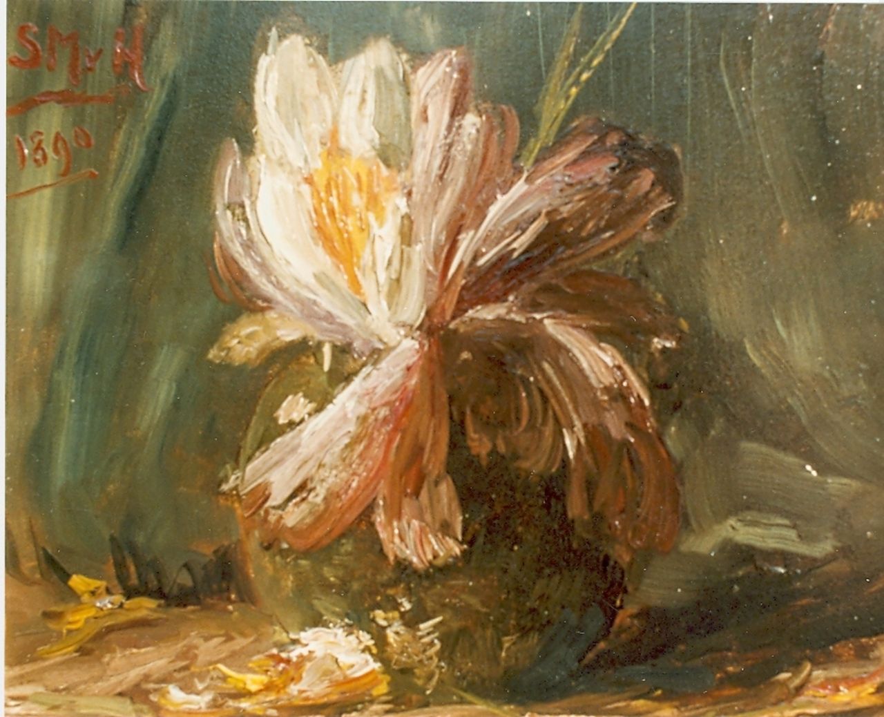 Mesdag-van Houten S.  | Sina 'Sientje' Mesdag-van Houten, Bloemstilleven, olieverf op paneel 24,6 x 33,2 cm, gesigneerd linksboven en gedateerd '1890'