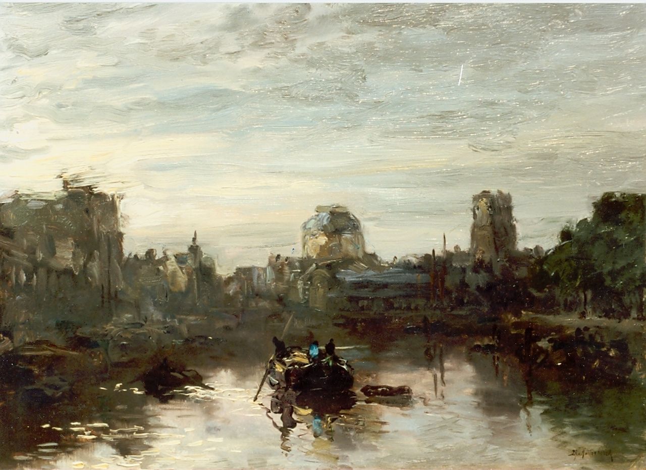 Mastenbroek J.H. van | Johan Hendrik van Mastenbroek, Rotterdam bij avond, olieverf op doek 37,0 x 51,0 cm, gesigneerd rechtsonder Mastenbroek J.H. van | Johan Hendrik van Mastenbroek, Rotterdam bij avond, olieverf op doek 37,0 x 51,0 cm, gesigneerd rechtsonder