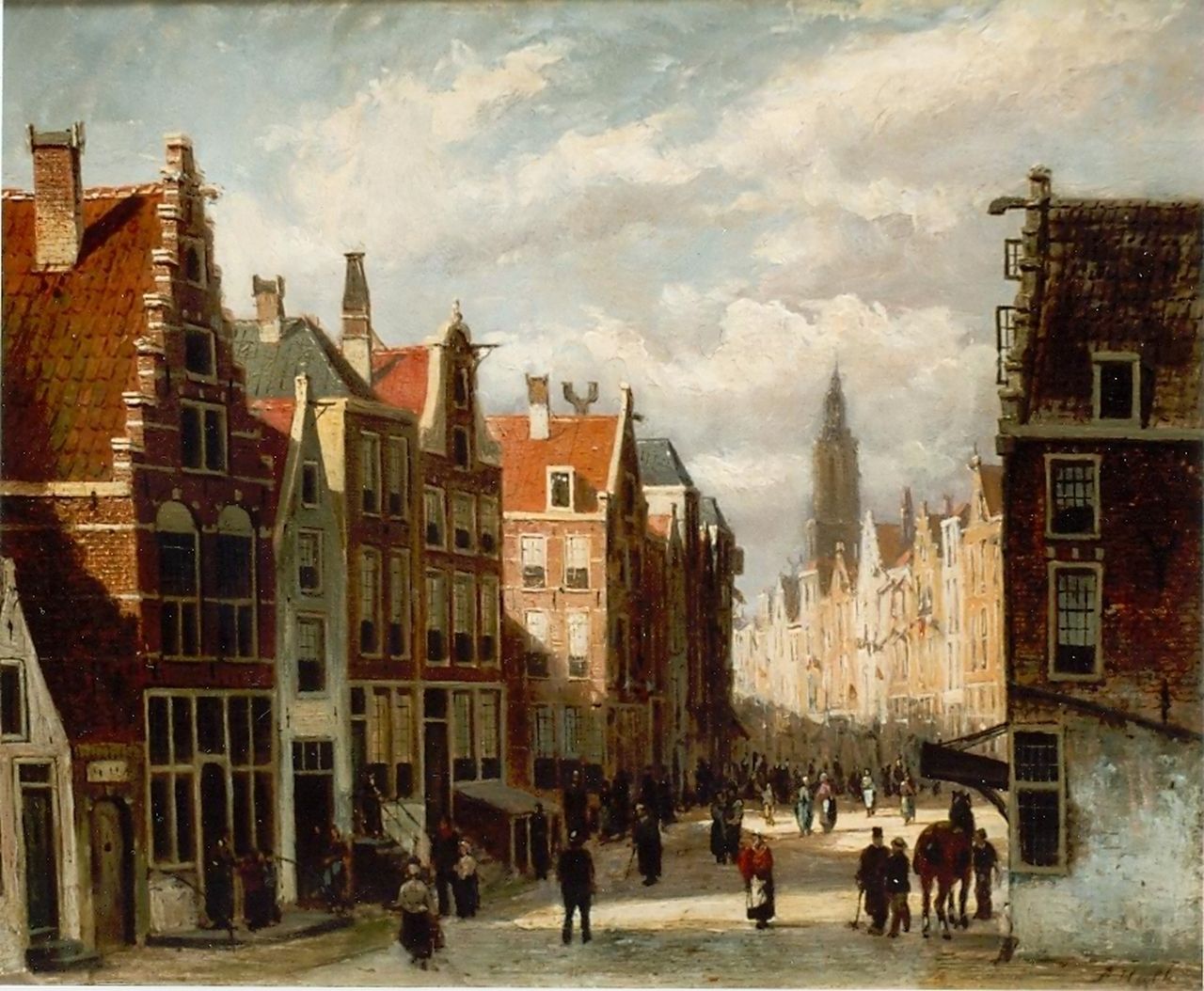 Hulk sr. J.F.  | Johannes Frederik Hulk sr., Amsterdams stadsgezicht, olieverf op paneel 33,0 x 40,0 cm, gesigneerd rechtsonder