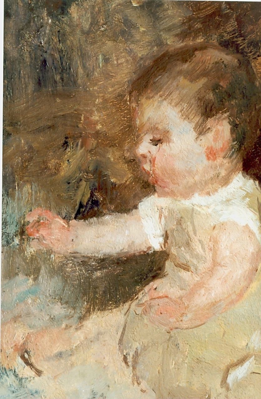 Maris J.H. | Jacobus Hendricus 'Jacob' Maris, Portret van een baby, olieverf op paneel 25,0 x 17,7 cm, gesigneerd rechtsonder Maris J.H. | Jacobus Hendricus 'Jacob' Maris, Portret van een baby, olieverf op paneel 25,0 x 17,7 cm, gesigneerd rechtsonder