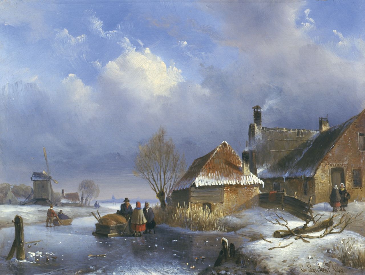 Leickert C.H.J. | 'Charles' Henri Joseph Leickert, IJsgezicht, olieverf op paneel 18,0 x 24,0 cm, gesigneerd rechtsonder Leickert C.H.J. | 'Charles' Henri Joseph Leickert, IJsgezicht, olieverf op paneel 18,0 x 24,0 cm, gesigneerd rechtsonder
