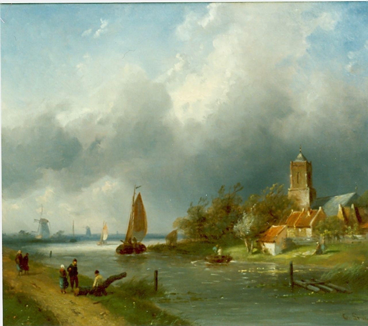 Leickert C.H.J.  | 'Charles' Henri Joseph Leickert, Riviergezicht, olieverf op doek 33,2 x 38,9 cm, gesigneerd rechtsonder