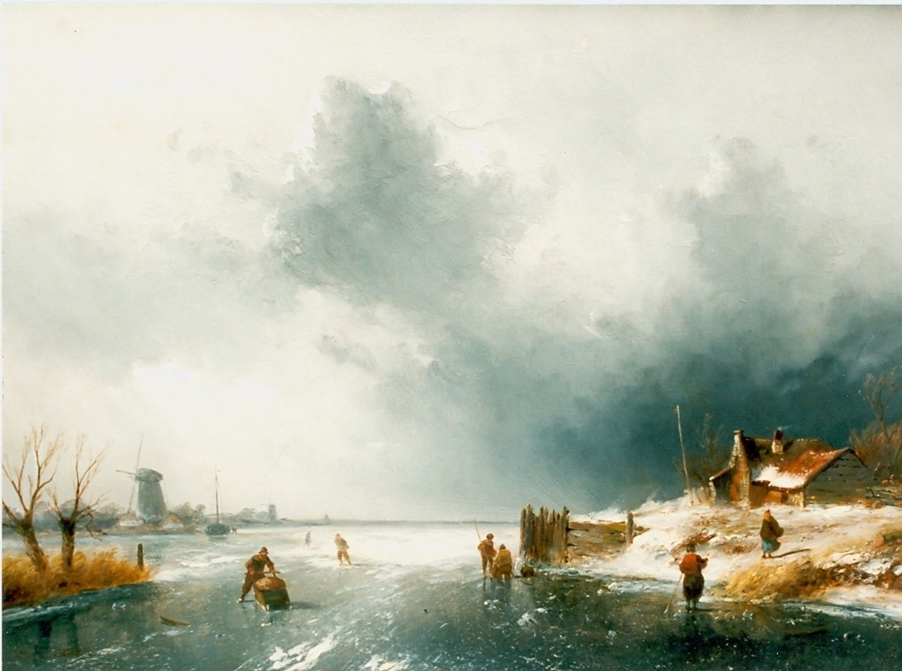 Leickert C.H.J.  | 'Charles' Henri Joseph Leickert, IJsgezicht, olieverf op paneel 37,5 x 52,0 cm, gesigneerd linksonder