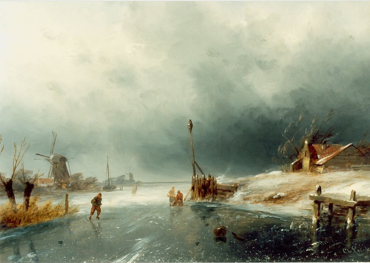 Leickert C.H.J. | 'Charles' Henri Joseph Leickert, Winters gezicht, olieverf op paneel 23,2 x 28,5 cm, gesigneerd rechtsonder Leickert C.H.J. | 'Charles' Henri Joseph Leickert, Winters gezicht, olieverf op paneel 23,2 x 28,5 cm, gesigneerd rechtsonder