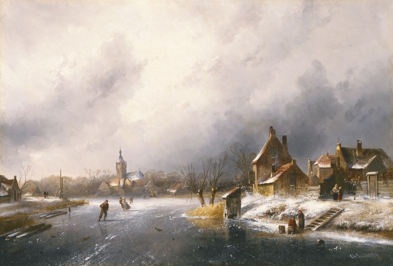 Leickert C.H.J. | 'Charles' Henri Joseph Leickert, Winterlandschap, olieverf op doek 45,0 x 65,5 cm, gesigneerd rechtsonder Leickert C.H.J. | 'Charles' Henri Joseph Leickert, Winterlandschap, olieverf op doek 45,0 x 65,5 cm, gesigneerd rechtsonder