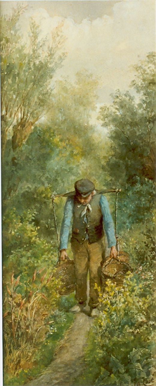 Last J.A. | Johannes Anthony Last, Boertje in de tuin, gouache, aquarel en krijt op papier 50,0 x 20,4 cm, gesigneerd rechtsonder Last J.A. | Johannes Anthony Last, Boertje in de tuin, gouache, aquarel en krijt op papier 50,0 x 20,4 cm, gesigneerd rechtsonder