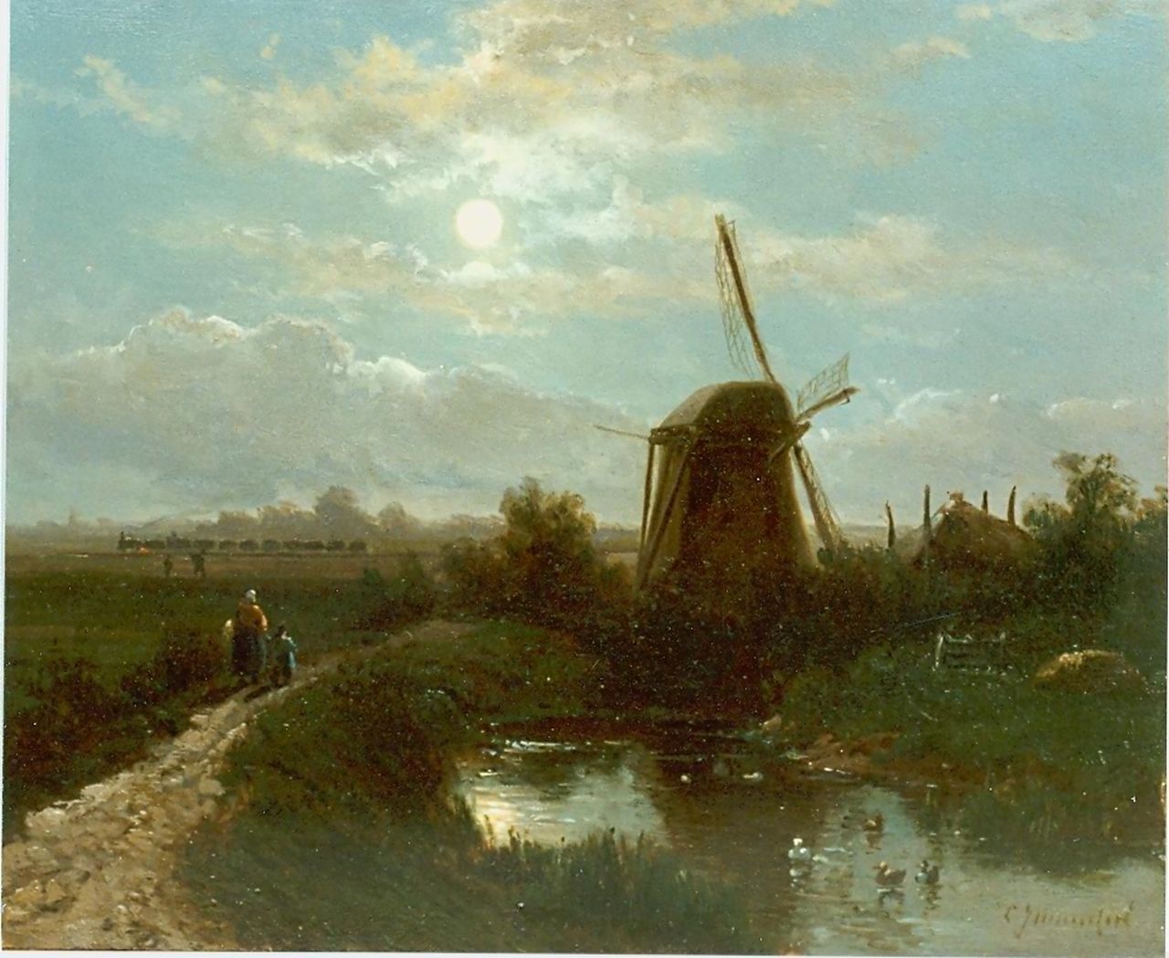 Immerzeel C. | Christiaan Immerzeel, Avondlandschap met stoomtrein in de verte, olieverf op paneel 21,0 x 25,8 cm, gesigneerd rechtsonder Immerzeel C. | Christiaan Immerzeel, Avondlandschap met stoomtrein in de verte, olieverf op paneel 21,0 x 25,8 cm, gesigneerd rechtsonder