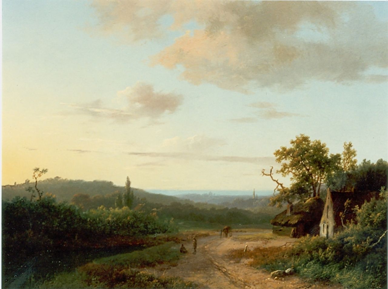 Koekkoek I M.A.  | Marinus Adrianus Koekkoek I, Landschap met boerderij, olieverf op paneel 20,7 x 26,5 cm, gesigneerd middenonder