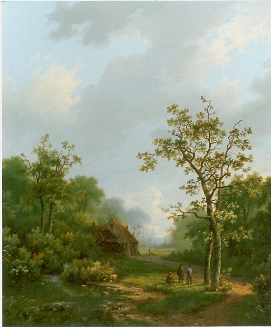 Koekkoek I M.A.  | Marinus Adrianus Koekkoek I, Rustende reizigers op open plek in het bos, olieverf op doek 52,7 x 49,0 cm, gesigneerd rechtsonder