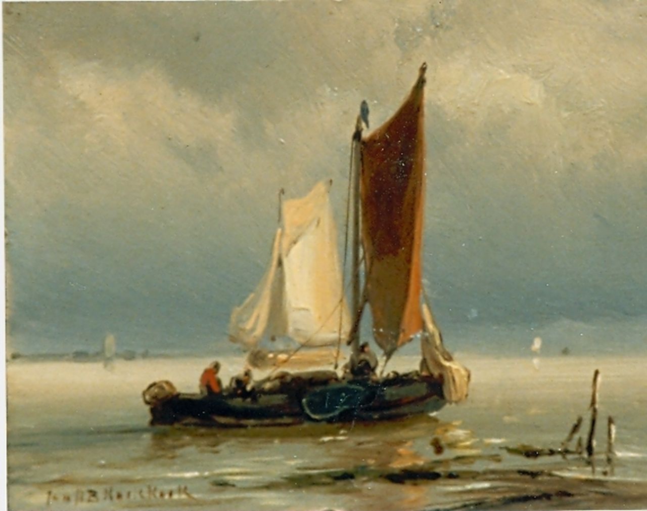 Koekkoek J.H.B. | Johannes Hermanus Barend 'Jan H.B.' Koekkoek, Zeilboten voor de wind, olieverf op paneel 8,4 x 11,0 cm, gesigneerd linksonder Koekkoek J.H.B. | Johannes Hermanus Barend 'Jan H.B.' Koekkoek, Zeilboten voor de wind, olieverf op paneel 8,4 x 11,0 cm, gesigneerd linksonder
