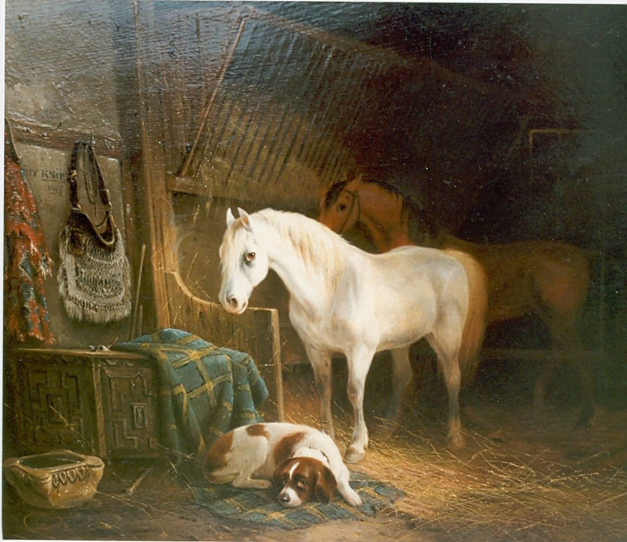 Knip A. | Augustus 'August' Knip, Stalinterieur, olieverf op paneel 34,7 x 40,5 cm, gesigneerd u.l. Knip A. | Augustus 'August' Knip, Stalinterieur, olieverf op paneel 34,7 x 40,5 cm, gesigneerd u.l.