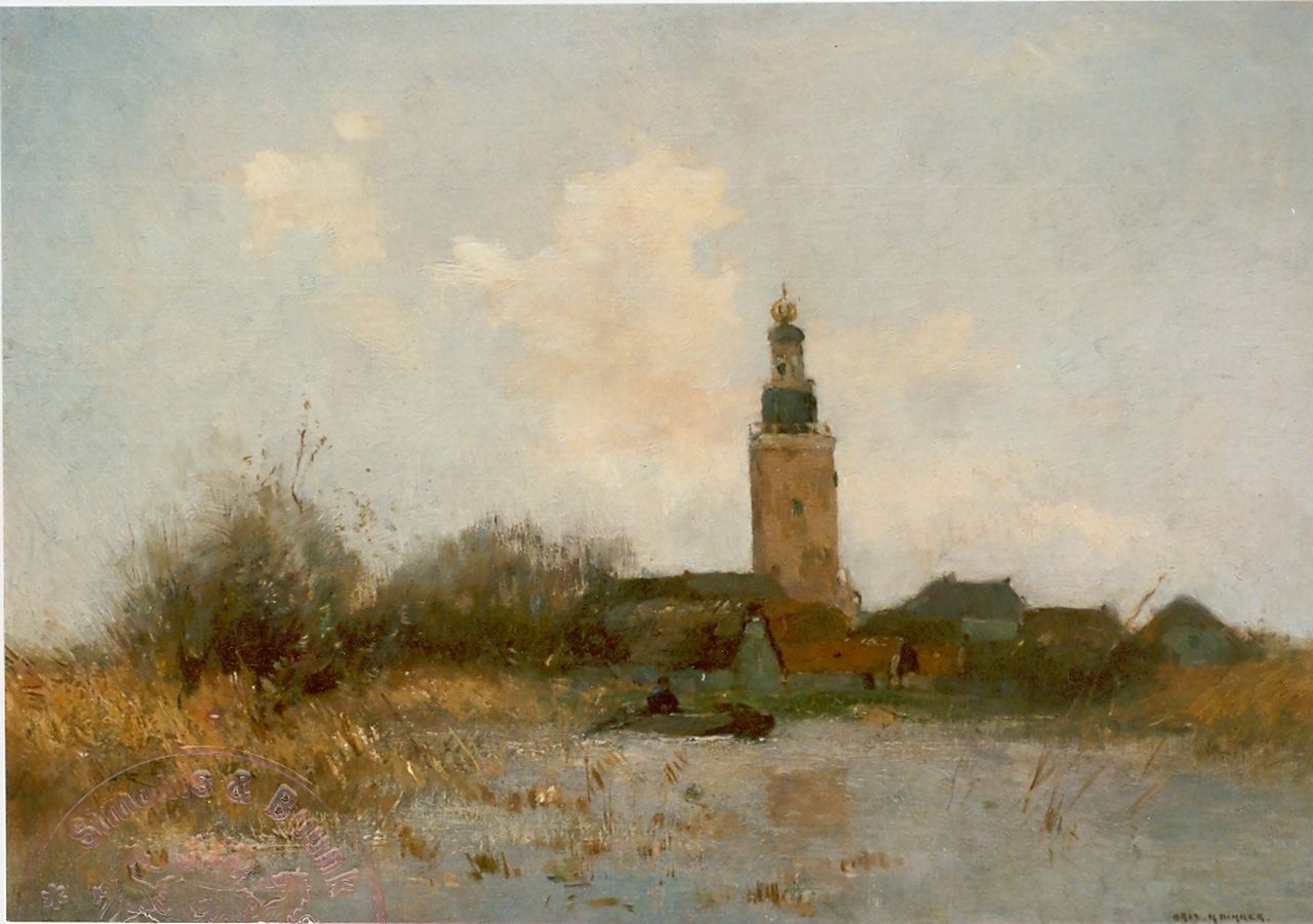 Knikker A. | Aris Knikker, Dorpje aan de rivier, olieverf op doek 35,5 x 50,3 cm, gesigneerd rechtsonder Knikker A. | Aris Knikker, Dorpje aan de rivier, olieverf op doek 35,5 x 50,3 cm, gesigneerd rechtsonder