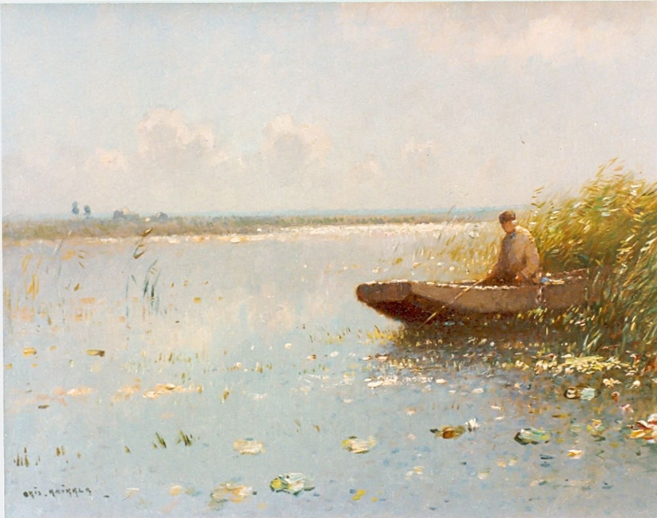 Knikker A. | Aris Knikker, Vissers op plas, olieverf op paneel 29,0 x 40,0 cm, gesigneerd linksonder Knikker A. | Aris Knikker, Vissers op plas, olieverf op paneel 29,0 x 40,0 cm, gesigneerd linksonder
