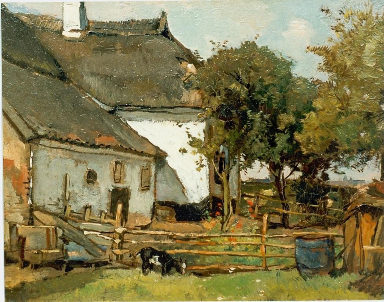 Akkeringa J.E.H.  | 'Johannes Evert' Hendrik Akkeringa, Boerderij, olieverf op doek 21,0 x 27,0 cm, gesigneerd rechtsonder