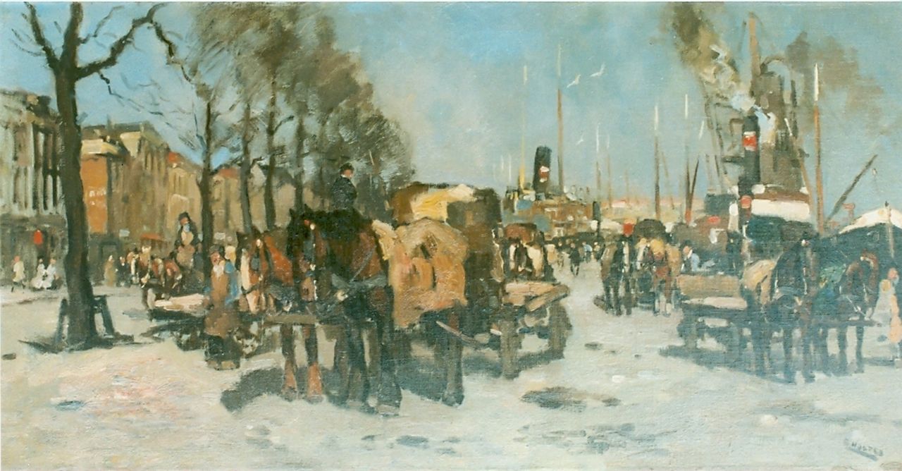 Noltee B.C. | Bernardus Cornelis 'Cor' Noltee, Drukke haven, olieverf op doek 50,0 x 100,0 cm, gesigneerd rechtsonder Noltee B.C. | Bernardus Cornelis 'Cor' Noltee, Drukke haven, olieverf op doek 50,0 x 100,0 cm, gesigneerd rechtsonder