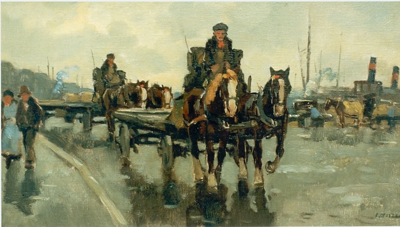 Noltee B.C. | Bernardus Cornelis 'Cor' Noltee, Paard en wagen, olieverf op doek, gesigneerd rechtsonder Noltee B.C. | Bernardus Cornelis 'Cor' Noltee, Paard en wagen, olieverf op doek, gesigneerd rechtsonder