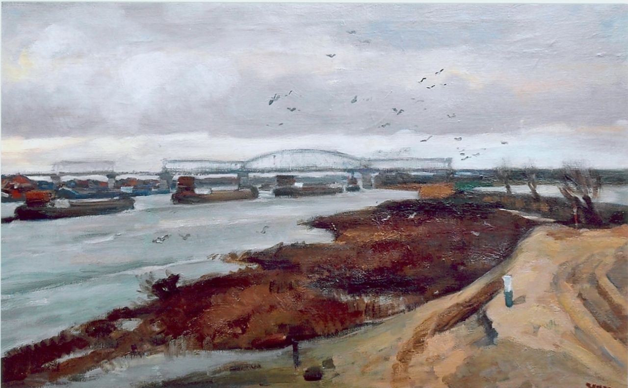 Noltee B.C. | Bernardus Cornelis 'Cor' Noltee, Rivier met brug, olieverf op doek Noltee B.C. | Bernardus Cornelis 'Cor' Noltee, Rivier met brug, olieverf op doek