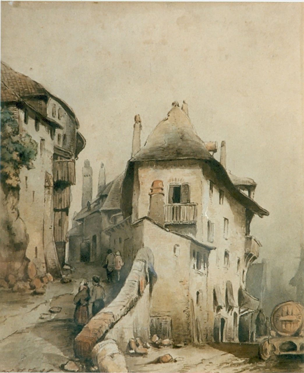 Nuijen W.J.J.  | Wijnandus Johannes Josephus 'Wijnand' Nuijen, Stadsgezicht, aquarel op papier, gesigneerd linksonder