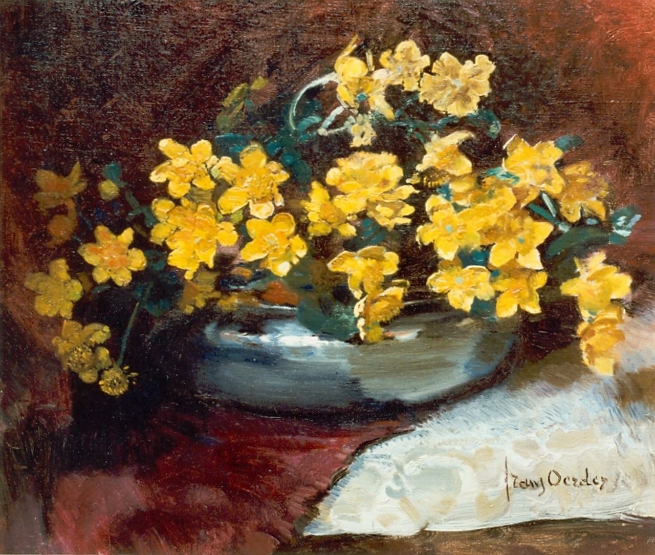 Oerder F.D. | 'Frans' David Oerder, Bloemstilleven, olieverf op paneel 39,0 x 46,0 cm, gesigneerd rechtsonder Oerder F.D. | 'Frans' David Oerder, Bloemstilleven, olieverf op paneel 39,0 x 46,0 cm, gesigneerd rechtsonder